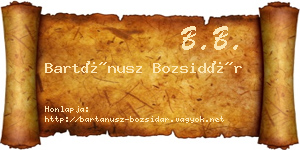 Bartánusz Bozsidár névjegykártya